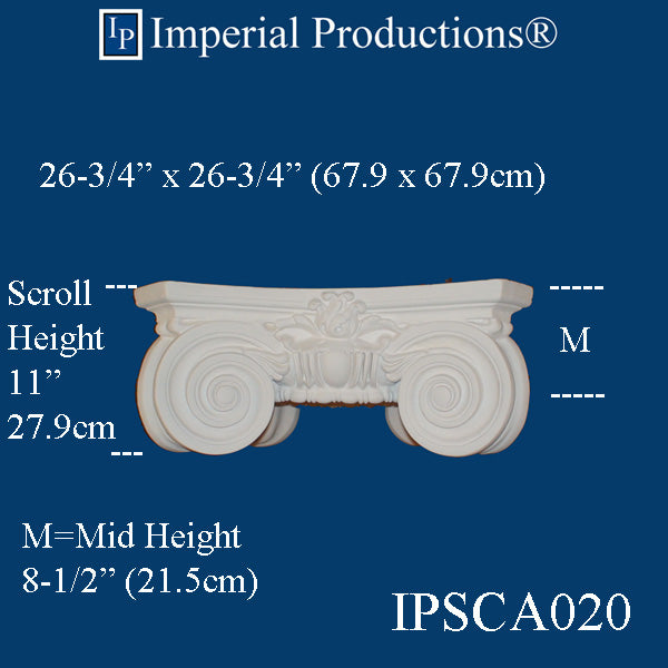 IPSCA020-FRP-PolyComp Scamozzi Capital Fits 17" Top of shaft, Custom Quoted
