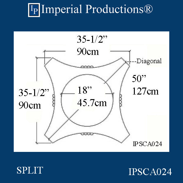 IPSCA024-PCOMP-SPLIT-PK2 Scamozzi Split Capital Bottom Ring 22-3/4" Pack of 2 - Custom Order