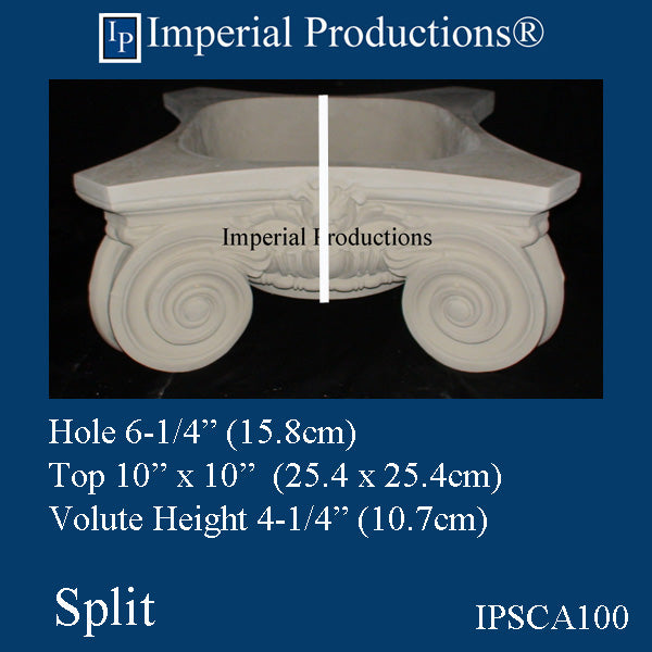 IPSCA100-POL-SPLIT-PK2 Scamozzi Capital Inside Hole 6-1/4" Split Pack of 2