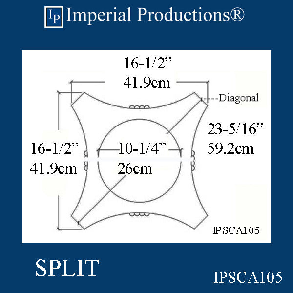 IPSCA105-POL-SPLIT-PK2 Scamozzi Split Capital Inside Hole 10-1/4" Pack of 2