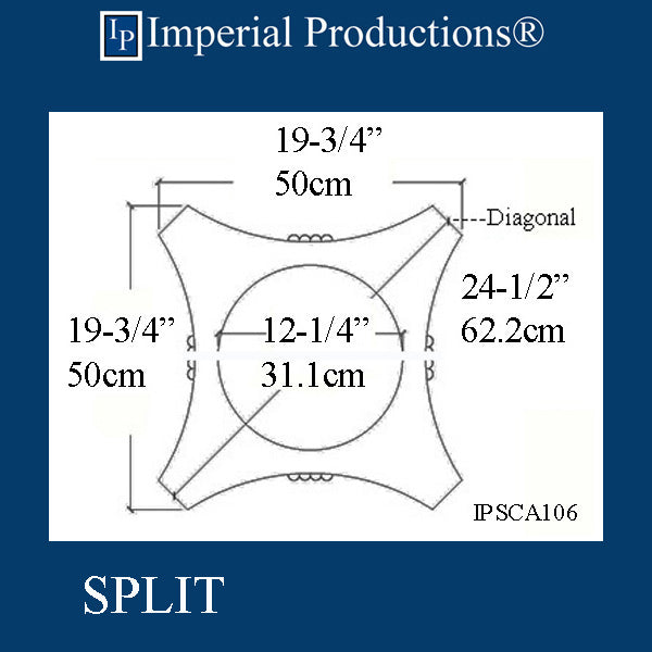 IPSCA106-POL-SPLIT-PK2 Scamozzi Split Capital Inside Hole 12-1/4" Pack of 2