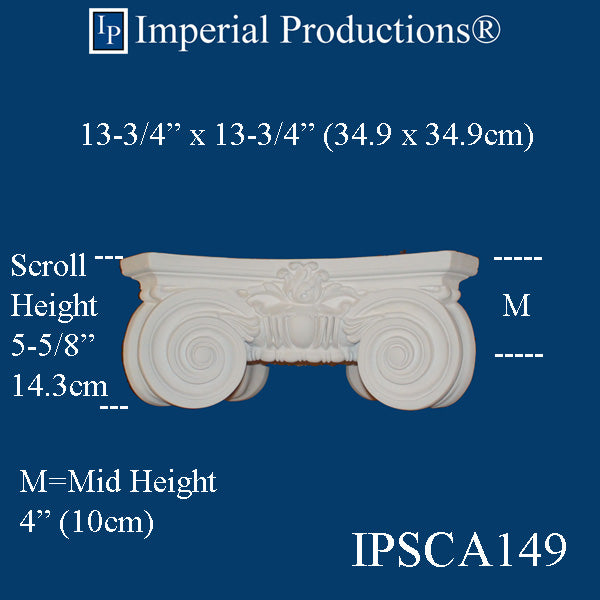 IPSCA149-POL-PK2 Scamozzi Capital Inside Hole 8" Pack of 2