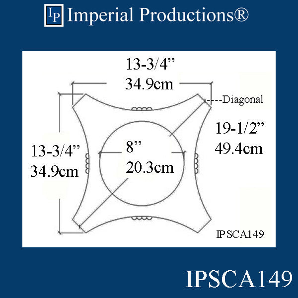 IPSCA149-POL-PK2 Scamozzi Capital Inside Hole 8" Pack of 2