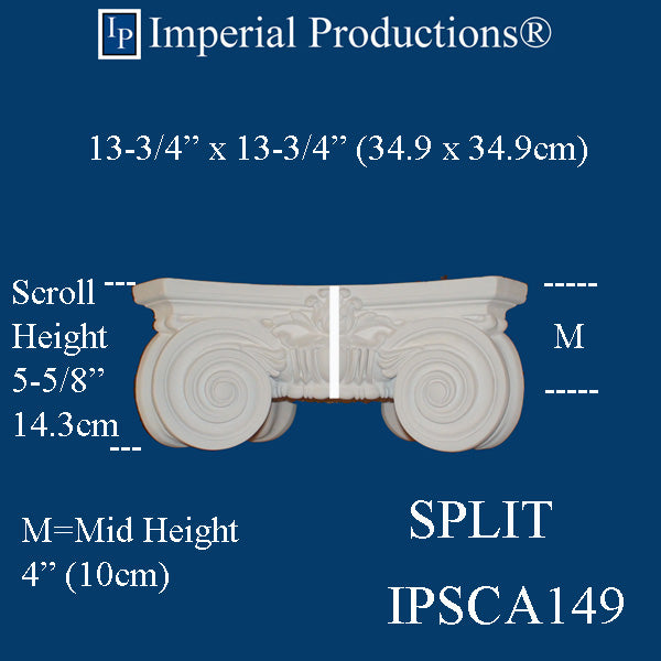 IPSCA149-POL-SPLIT-PK2 Scamozzi Split Capital Inside Hole 8" Pack of 2