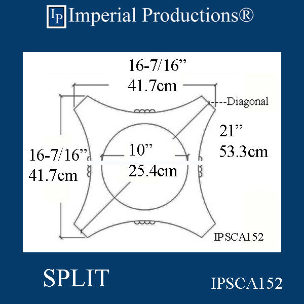 IPSCA152-POL-SPLIT-PK2 Scamozzi Split Capital Inside Hole 10" Pack of 2