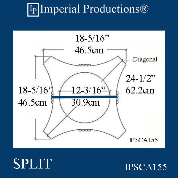 IPSCA155-POL-SPLIT-PK2 Scamozzi Split Capital Inside Hole 12-3/16" Pack of 2