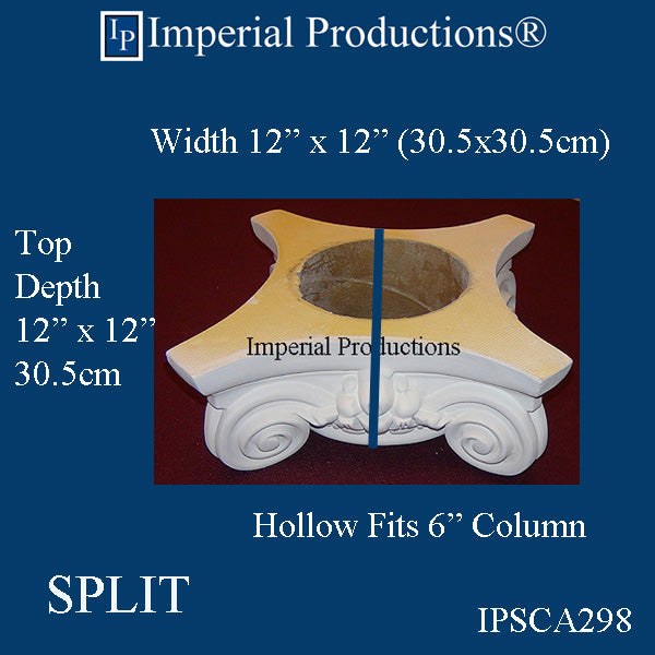 IPSCA298-POL-SPLIT-PK2 Scamozzi Split Capital Fits 6" Column Sold Pack 2
