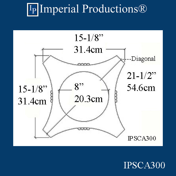 IPSCA300-GRG-PK2 Scamozzi Capital Inside Hole Fits 8" Pack of 2 - Custom Order