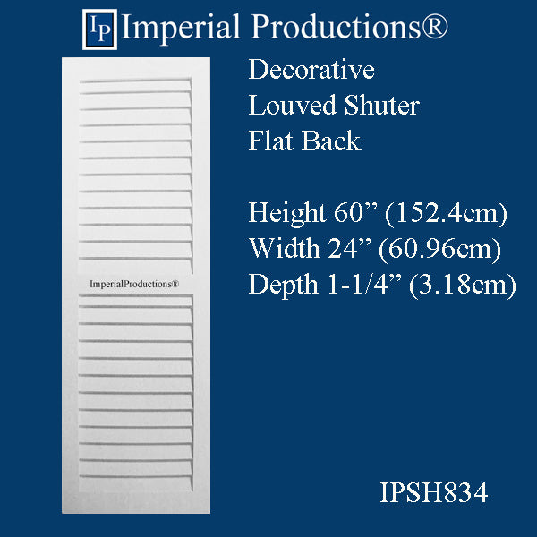 IPSH834-APOL-PK2 Faux Louvered Shutter ArchPolymer Height 60" x Width 24", Pack of 2 - Custom Order