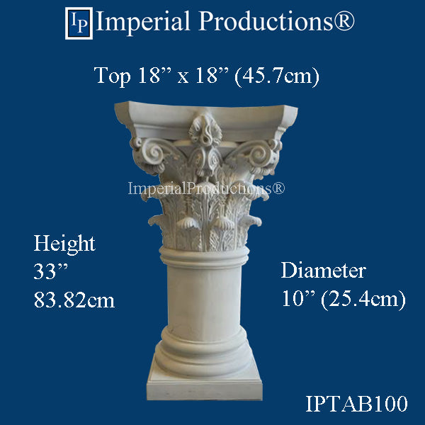 IPTAB100-GRG Roman Corinthian Column Table Base 18" x 18" x 33"