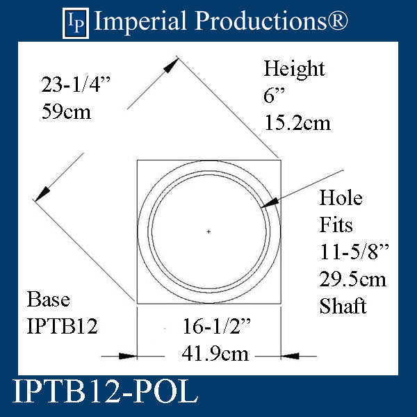 IPTB12-EPOL-PK2 Tuscan Base - Fits 11-5/8" Pack of 2
