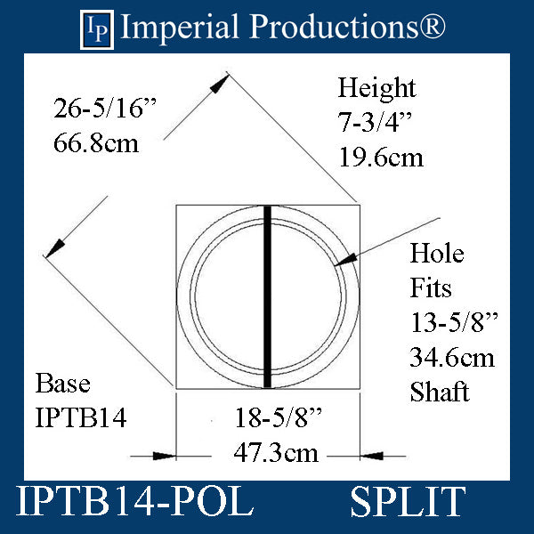 IPTB14-EPOL-SPLIT-PK2 Tuscan Base - Fits 13-3/4" Pack of 2
