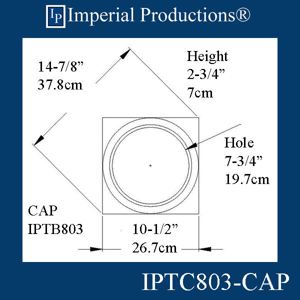 IPTB803-CAP-POL-PK2 Tuscan Base ArchPolymer Hole 10" Pack of 2 - Custom Order