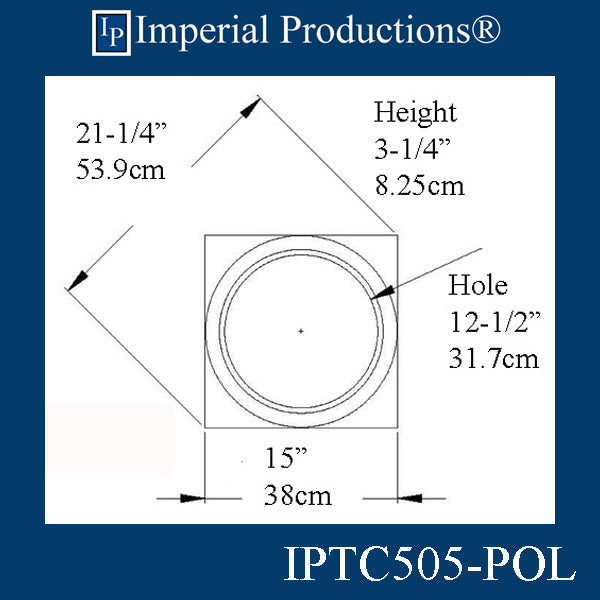 IPTC505-POL-PK2 Tuscan Capital - Hole 12-1/2" Pack of 2