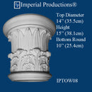 IPTOW08-GRG-PK2 Temple Winds Capital Fits 10" Column, GRG-NeoPlaster, Pack of 2 Custom Order