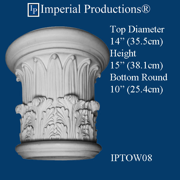 IPTOW08-GRG-PK2 Temple Winds Capital Fits 10" Column, GRG-NeoPlaster, Pack of 2 Custom Order