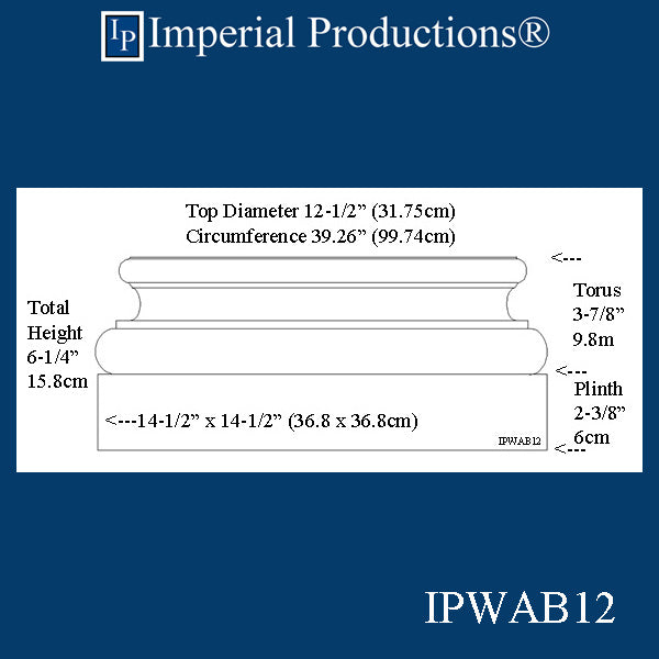 IPWAB12-WPN Attic Base Top Flat 12-1/2", White Pine, Each