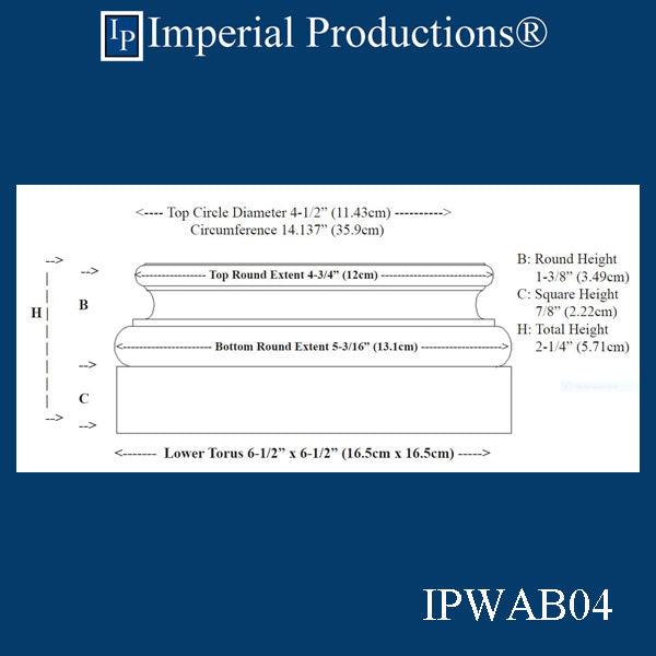 IPWAB04-WPN Attic Base Top Flat 4-1/2", White Pine, Each