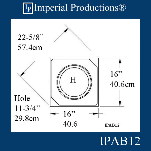 IPAB12-BASE-APOL-PK4 Attic Base Hole 11-3/4" ArchPolymer pack of 4 Custom Order