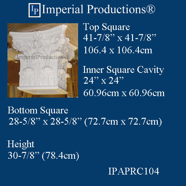IPAPRC104-POL Corinthian Capital - Square Bottom 28-5/8 inches - Custom Allow 2 Weeks