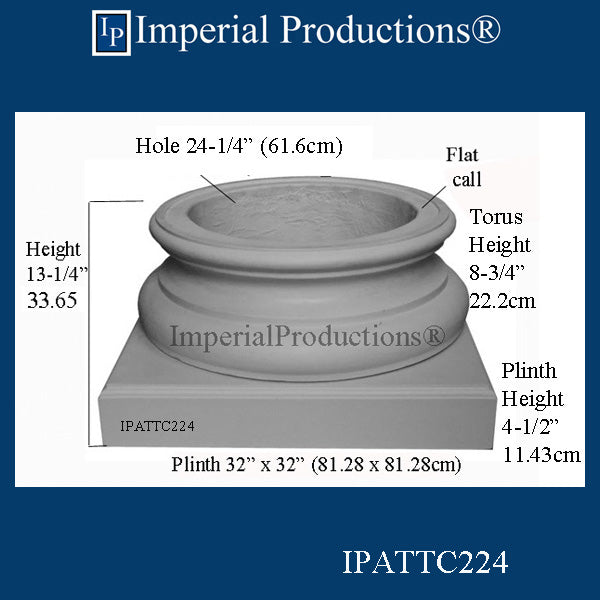 IPATTC224-ZEA Attic Base Hole 24-1/4" GFRC-Zeament Custom Quoted