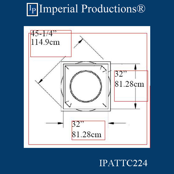 IPATTC224-GRG-PK4 Attic Base Hole 24-1/4" GRG-NeoPlaster pack of 4