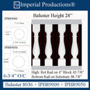 IPB8036 Villa Series 2 Baluster 28 inch, Pack of 6