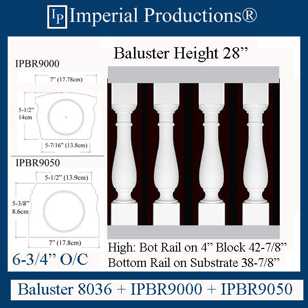 IPB8036 Villa Series 2 Baluster 28 inch, Pack of 6