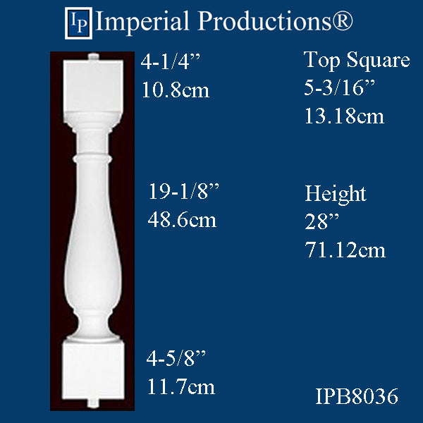 IPB8036 Villa Series 2 Baluster 28 inch, Pack of 6