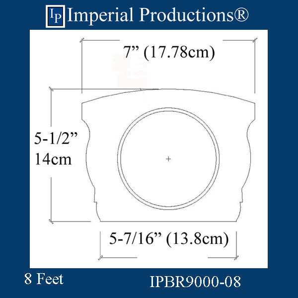 IPBR9000-08 Top Rail Series 2, Width 7", Length 8 Feet