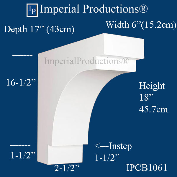 IPCB1061-POL Height 18" ArchPolymer Corbel, Each, Custom Order