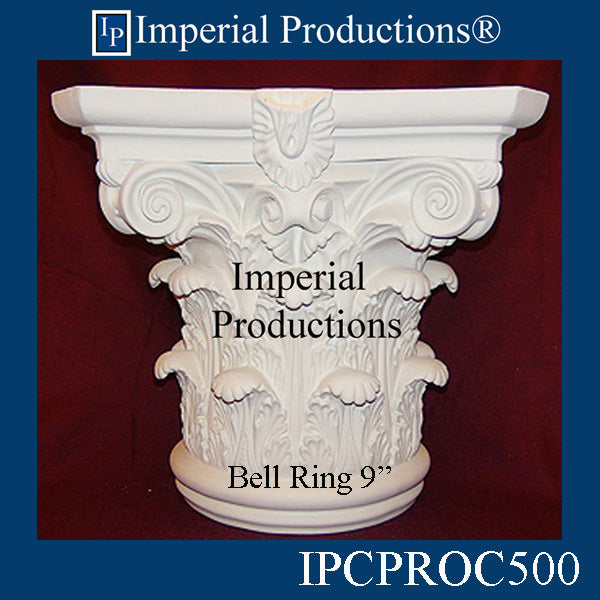 IPCPROC500-POL Roman Corinthian Capital Bottom Bell Circle 9", Hole 6-3/8" ArchPolymer
