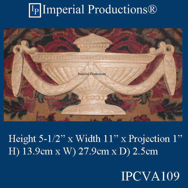 IPCVA109-CHR Lamp 5-1/2" high x 11" wide, Hand Carved Cherry