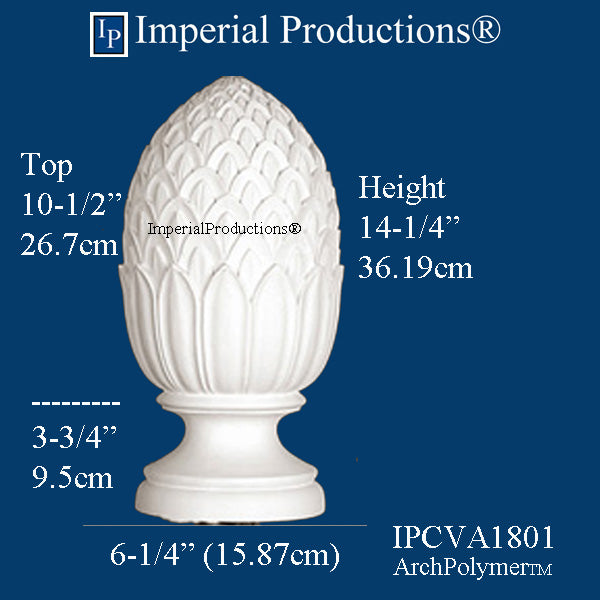 IPCVA1801-POL Pineapple Finial 14-1/4" High, Base 6-1/4", ArchPolymer, Custom 2 Weeks