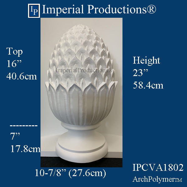 IPCVA1802-POL Pineapple Finial 23" High, Base 14", ArchPolymer, Custom 2 Weeks