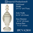 IPCVA2800-POL-PK2 Flame Finial 25-1/2" High, Base 7-1/2" ArchPolymer, Pair Custom Approx 2 Weeks