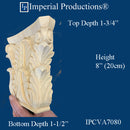 IPCVA7080-BAS Hand Carved Pilaster Capital 8" H x 7-3/4" W, Each