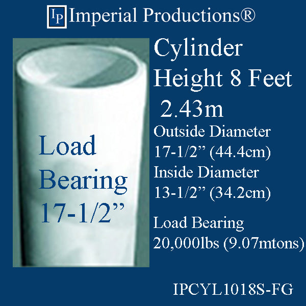 IPCYL0818S-FG Cylinder 8 Feet 17-1/2" Diameter, Load Bearing Fiberglass, Print PDF Brochure to Order US$2181.28 Each
