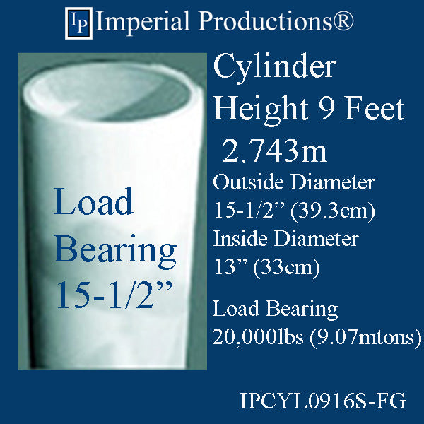 IPCYL0916S-FG Cylinder 9 Feet 15-1/2" Diameter, Load Bearing Fiberglass, Print PDF Brochure to Order US$1605.76 Each