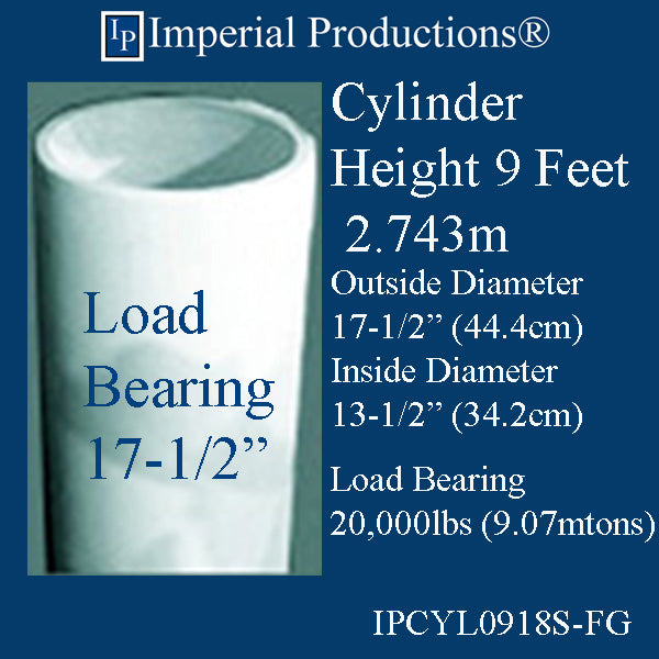 IPCYL0918S-FG Cylinder 9 Feet 17-1/2" Diameter, Load Bearing Fiberglass, Print PDF Brochure to Order US$2458.64 Each