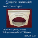 IPDC18-CAP-FG-PK4 Doric Capital Fiberglass Hole 16" , Pack of 4, Custom Order