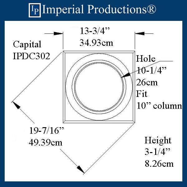 IPDC302-APOL-PK2 Doric Capital ArchPolymer Hole 10-1/4", Pack of 2 - Custom Order