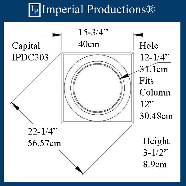 IPDC303-CAP-APOL-PK2 Doric Capital ArchPolymer Hole 12-1/4", Pack of 2 - Custom Order