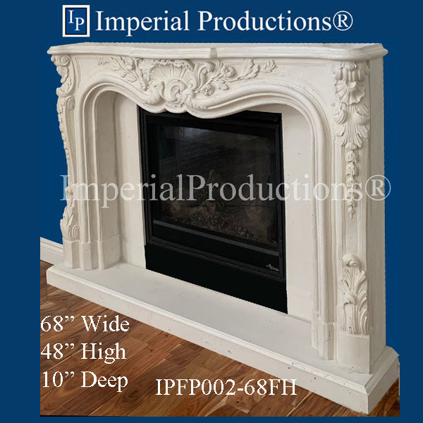 IPFP002-68FH-SM Victorian Fireplace Mantel, 3 Fillers & Hearth 68 inch wide