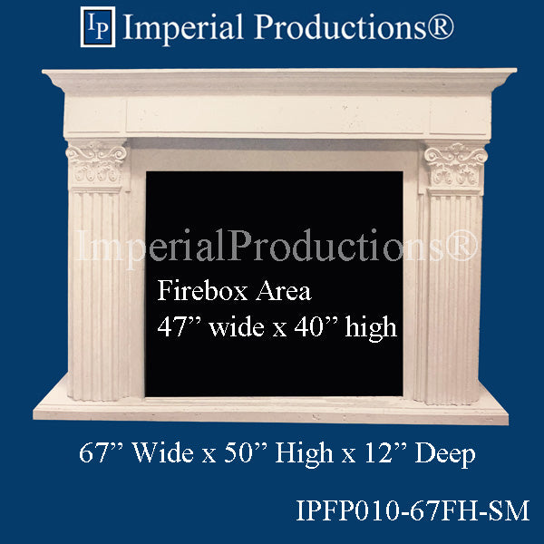 IPFP010-67FH-SM Corinthian Fireplace Mantel 67 inch wide, Filler, Hearth
