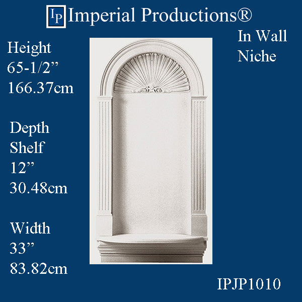 IPJP1010-POL In Wall Niche 65-1/2" high, Width 33", Shelf depth 12", ArchPolymer