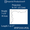 IPJP2000-POL-PK4 Classical Crown 7-1/4" High, Projection 8-3/4", 2 @ 67", ArchPolymer, sold Pack 4 = 44.66 Linear Feet