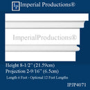 IPJP4071-POL-PK8 Closed Header 8-1/2" x 2-9/16" x 72", ArchPolymer Sold in Pack of 8-48 Feet Custom Order