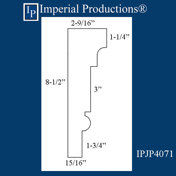 IPJP4071-POL-PK6 Closed Header 5-1/2" High ArchPolymer (72 Feet) Custom Order