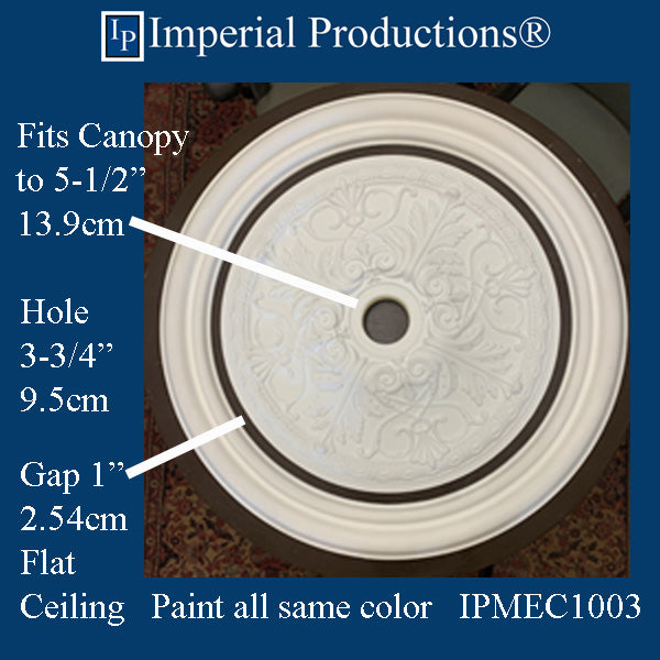 IPMEC1003-POL Acanthus Medallion + Ring 36" (91.44cm)  ArchPolymer